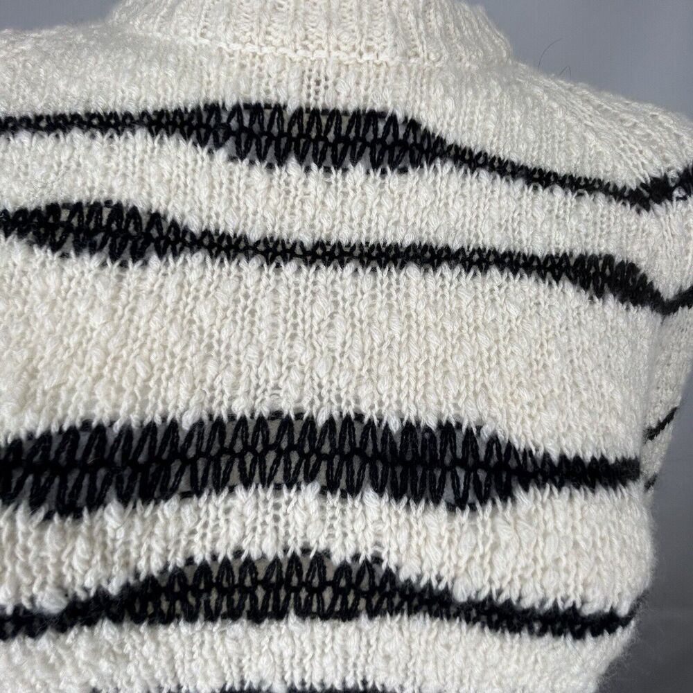 New AUTUMN CASHMERE Striped Crew Neck Sweater Size S Cream Navy Blue Long Sleeve - Picture 6 of 10